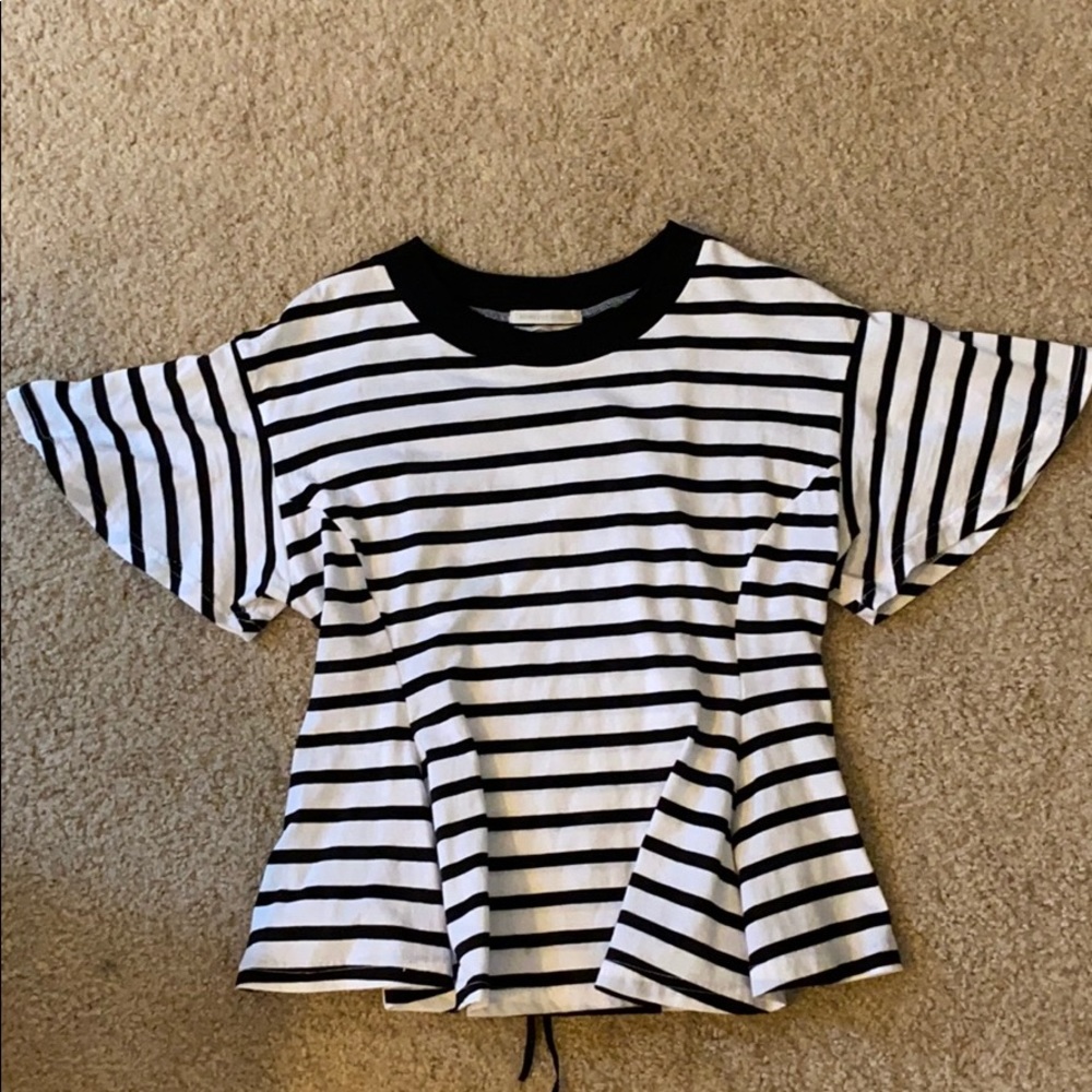 Corset back striped tee